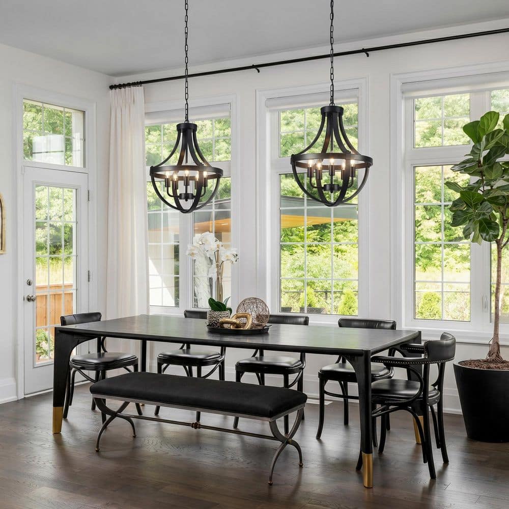 16.53 In. 5-Light Black Chandelier, Farmhouse Industrial Candle Chandelier with Adjustable Chain for Dining Room price history on PriceWatchPro