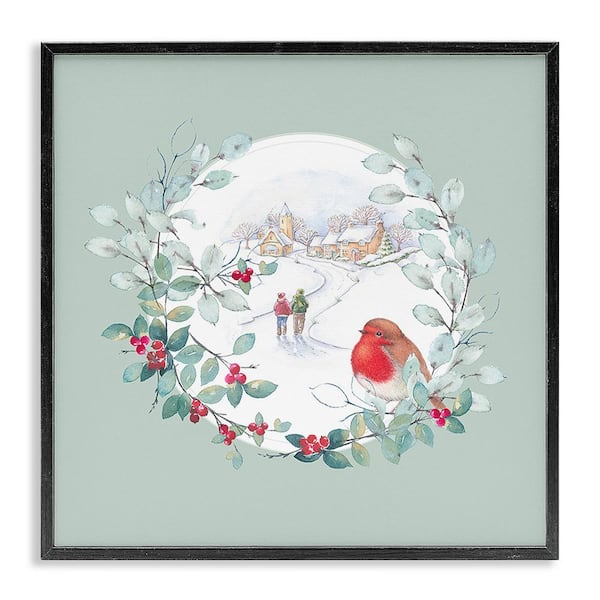 Stupell Industries Winter Scene with Border by Julie Clay 1 Piece Framed Graphic Print People Poster Art Print 17 in. x 17 in.