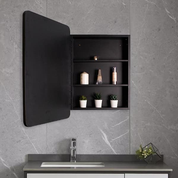 24 in. W x 30 in. H Rounded Rectangular Black Iron and Aluminum 