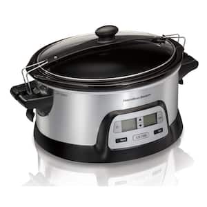 Hamilton Beach 8 Qt. Black Slow Cooker with Temperature Settings and Glass  Lid 33182 - The Home Depot