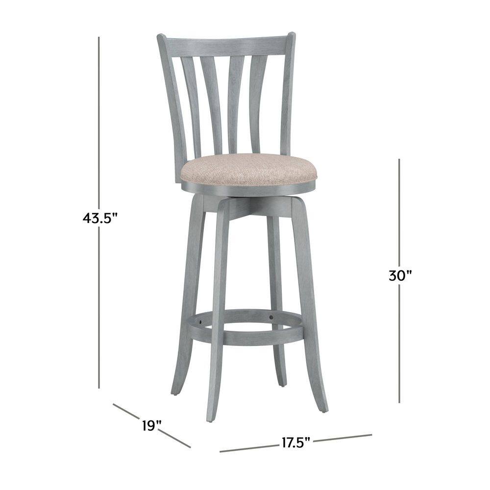Savana 30" Blue Wirebrush Cream Swivel Wood Barstool