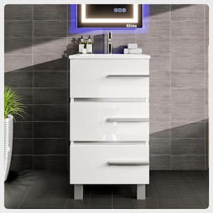Eviva Deluxe 20 in. W. x 18 in. D x 34 in. H Single Freestanding Bath Vanity White, White Porcelain Integrated Sink Top