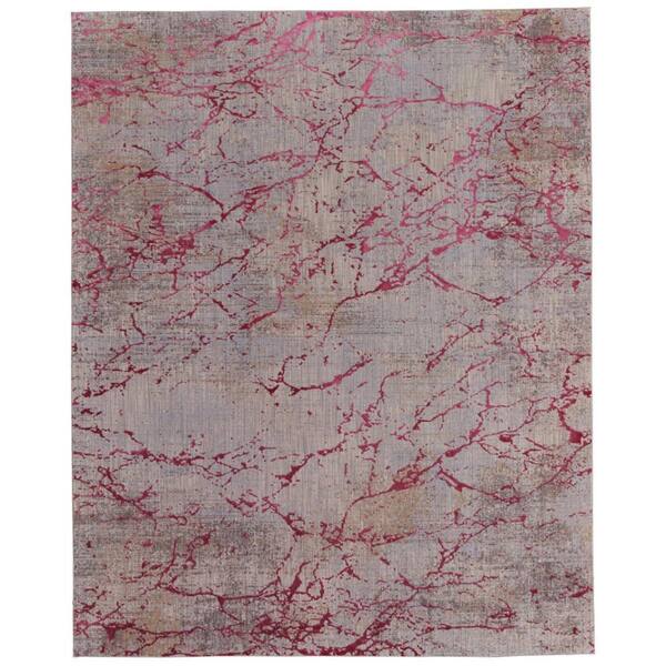 10 ft. x 13 ft. Pink, Taupe, Gray Abstract Area Rug