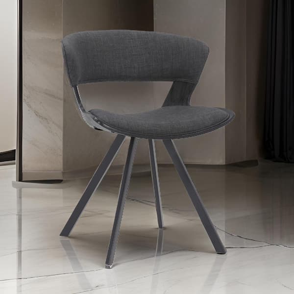 Benjara Black Fabric Angled Legs Dining Chair