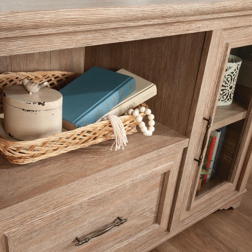 Brushed Oak 54" Wood Credenza with Drawer and Filing Cabinet