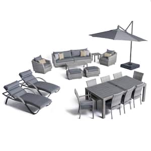 Cannes Estate 20-Piece Patio Conversation Set with Sunbrella Charcoal Gray Cushions