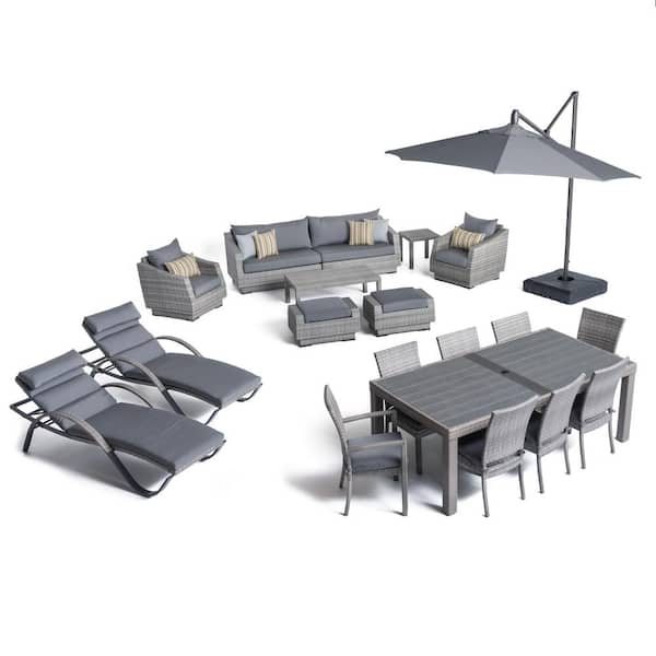 RST BRANDS Cannes Estate 20-Piece Patio Conversation Set with Sunbrella Charcoal Gray Cushions