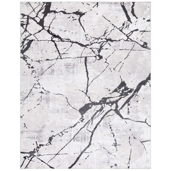 SAFAVIEH Amelia Gray/Black 8 ft. x 10 ft. Abstract Distressed Area Rug