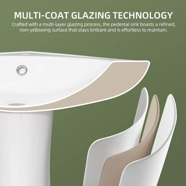 Zeafive 23 in. W x 30.5 in. H Vitreous China Corner Pedestal Sink