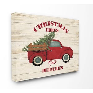 24 in. x 30 in. "Merry Christmas Vintage Tree Truck" by Jo Moulton Printed Canvas Wall Art