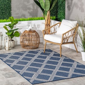 Naya Moroccan Trellis Navy 8 ft. x 10 ft. Indoor/Outdoor Area Rug