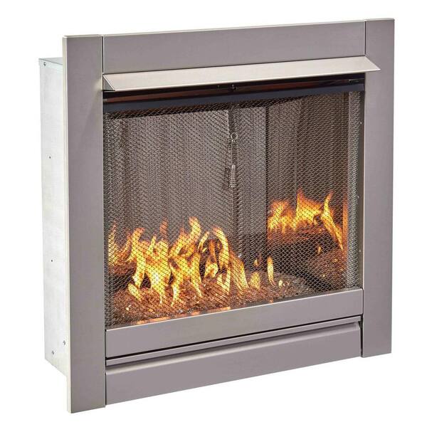 Bluegrass Living Vent Free Stainless Outdoor Gas Fireplace Insert With Crystal Fire Glass A 24 000 Btu 170276 The Home Depot - Outdoor Gas Fireplaces Home Depot