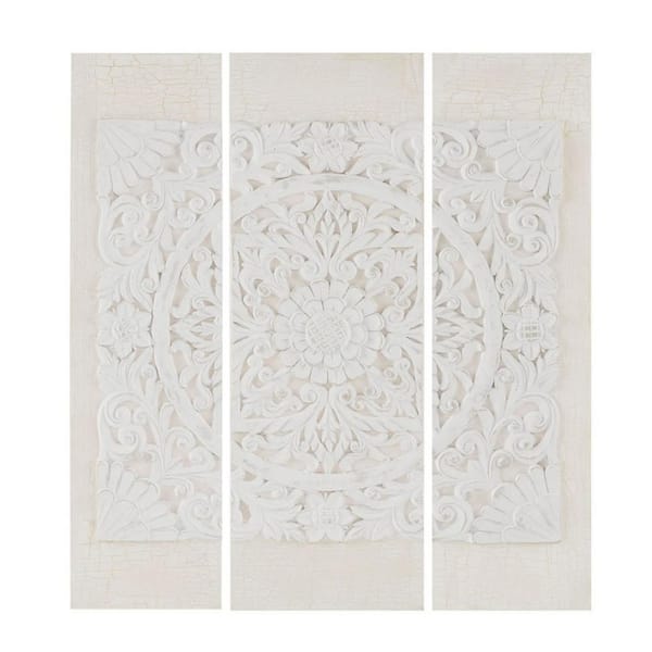 Miscool Anky 4-Piece Unframed Art Print 35.5 in. x 11.8 in. Triptych Dimensional Resin Canvas Wall Art Set