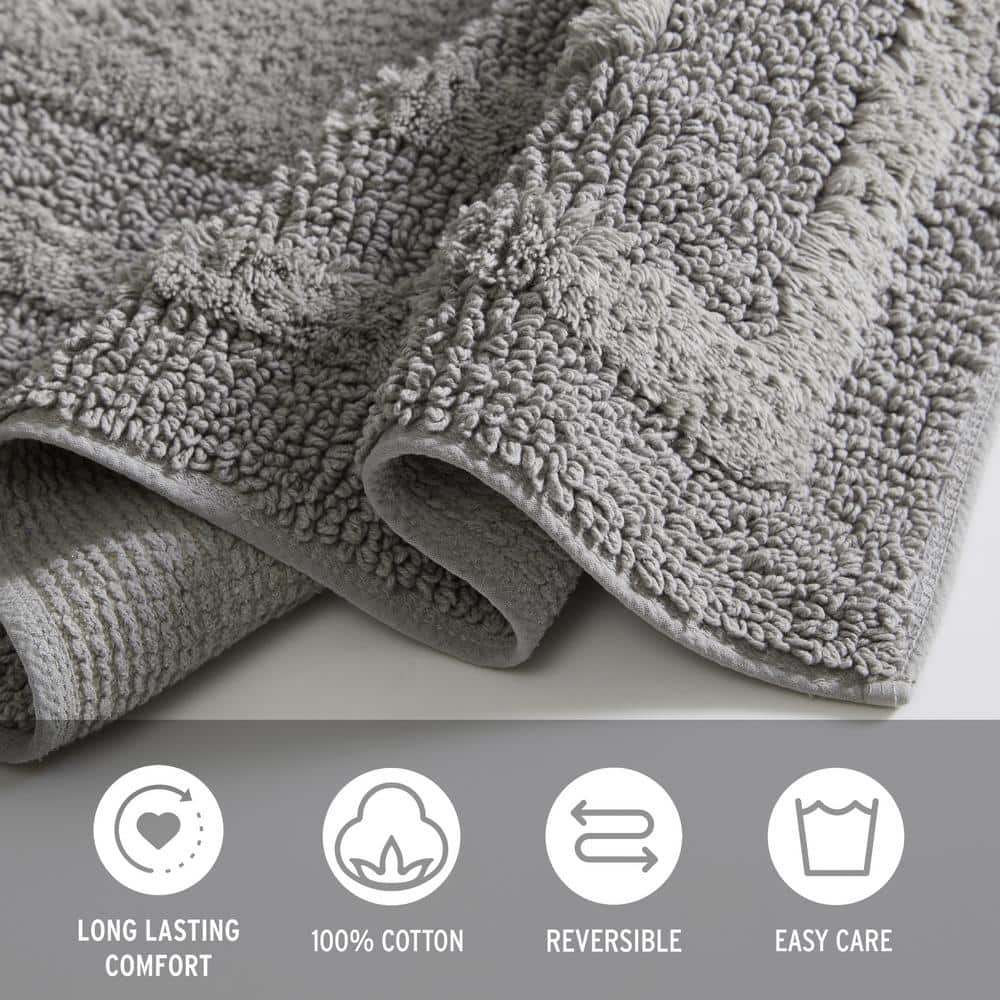 Logan 24" x 40" Gray Cotton Bath Runner Rug