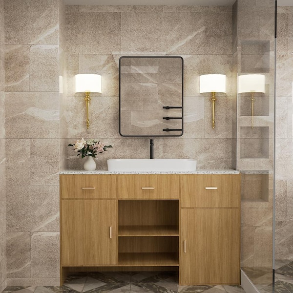 Aosspy 24 in. W x 30 in. H Medium Rectangular Black Aluminum Alloy Framed Recessed/Surface Mount Medicine Cabinet with Mirror