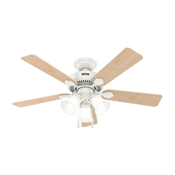 Hunter Swanson 44 in. Indoor Fresh White Standard Ceiling Fan with LED Bulbs Included