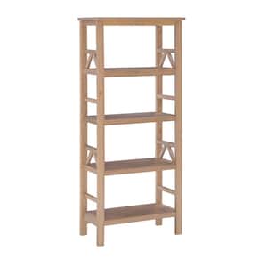 54.45 in. Drift Wood 4-shelf Etagere Bookcase with Open Back
