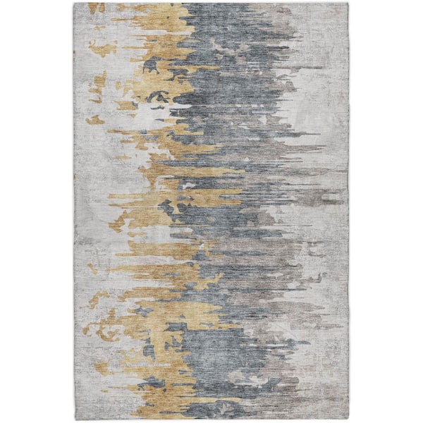 Dream Shag Premium Machine Washable Abstract ADS704 Ivory 9 ft. x 12 ft. Area Rug