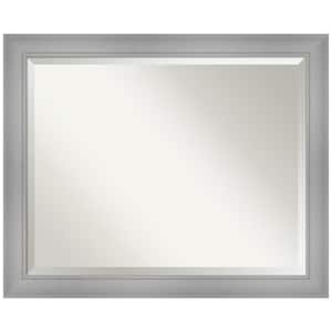 Medium Rectangle Flair Polished Nickel Beveled Glass Modern Mirror (26 in. H x 32 in. W)