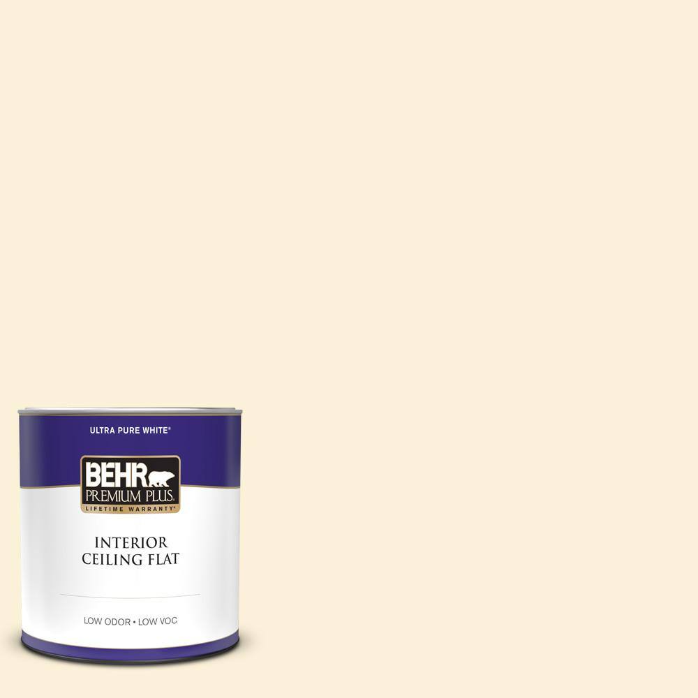 BEHR PREMIUM PLUS 1 qt. 320A1 Eggnog Ceiling Flat Interior Paint 55804 The Home Depot