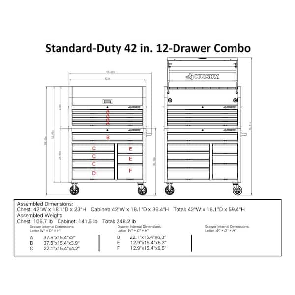 Husky Tool Storage 42 in. W x 18 in. D Standard Duty Black Tool