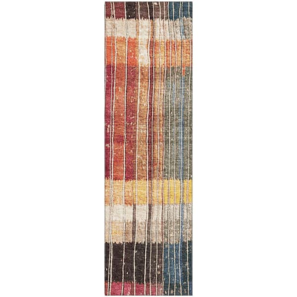 Mayfield Premium Machine Washable Abstract AMF1962 Beige 2 ft. x 7 ft. Runner Rug