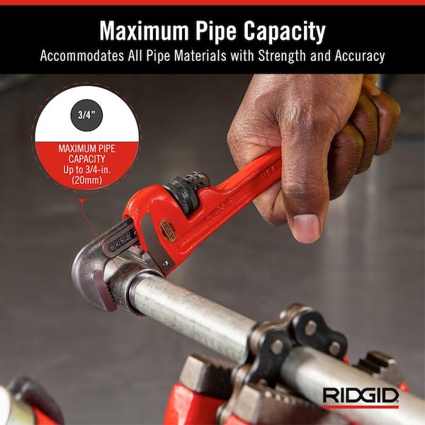 RIDGID 18 in. Straight Pipe Wrench for Heavy-Duty Plumbing, Sturdy Plumbing  Pipe Tool with Self Cleaning Threads and Hook Jaws 31025 - The Home Depot