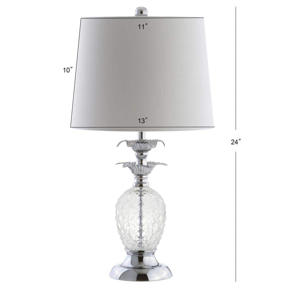 24" Silver Glass Table Lamp with 3-Way Switch