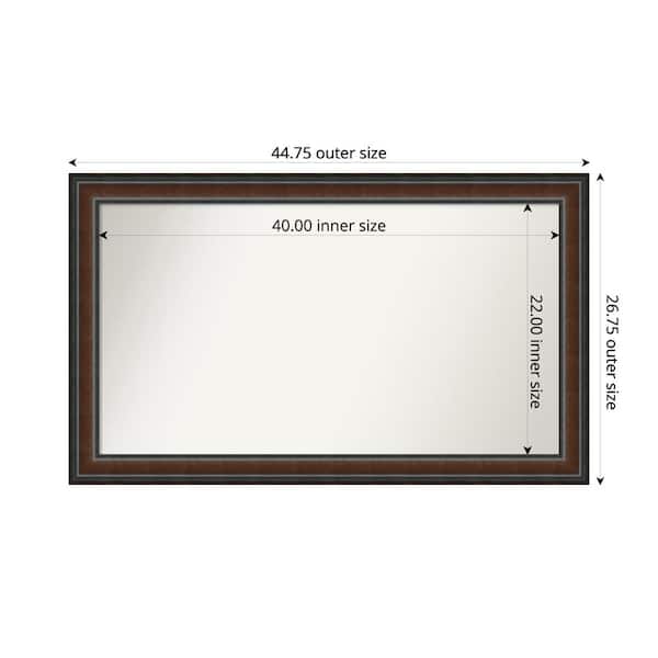 Amanti Art Cyprus Walnut 44.75 in. x 26.75 in. Custom Non-Beveled Wood Framed Bathroom Vantiy Wall Mirror