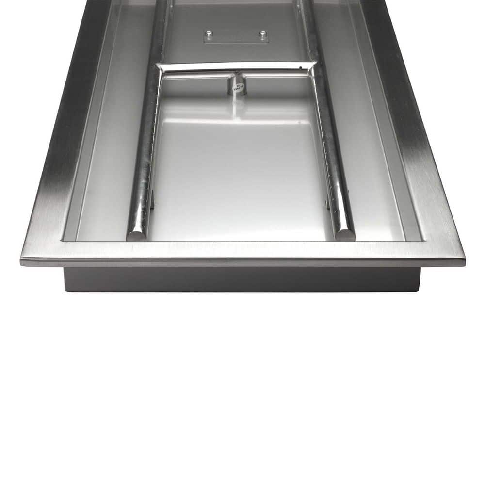 36" Rectangular Stainless Steel Fire Pit Burner with Pan