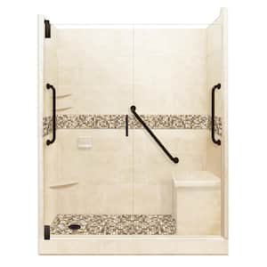 Roma Freedom Grand Hinged 30 in. x 60 in. x 80 in. Left Drain Alcove Shower Kit in Desert Sand and Old Bronze Hardware