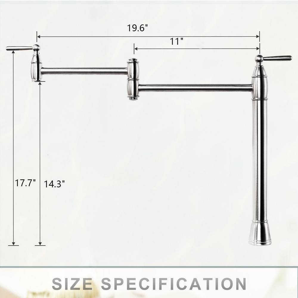 Chrome Double Handle Deck Mount Pot Filler Faucet