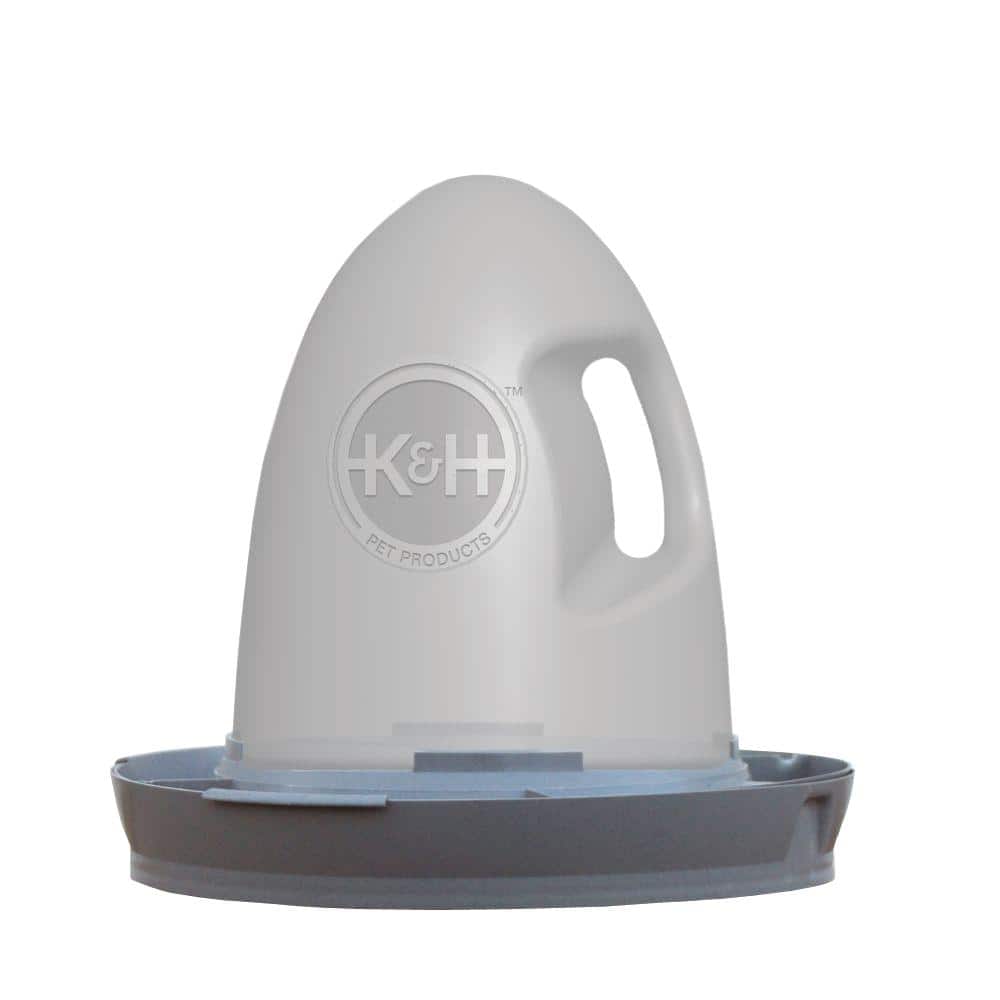 Gray Heated Plastic Poultry Waterer with Spill Proof Cap