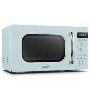 0.7 cu. ft. 700 Watt Compact Countertop Microwave in Green with Safety lock