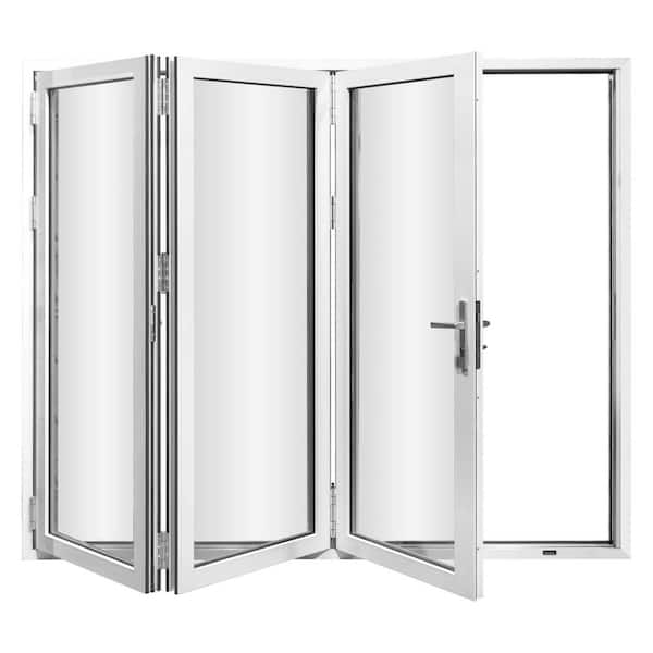 Forever Doors Aluminum Bifold Door 96 in x 96 in 3 Panels Left Outswing in White