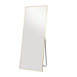 26 in. x 65 in. Gold Metal Shiny Floor Mirror with Stand