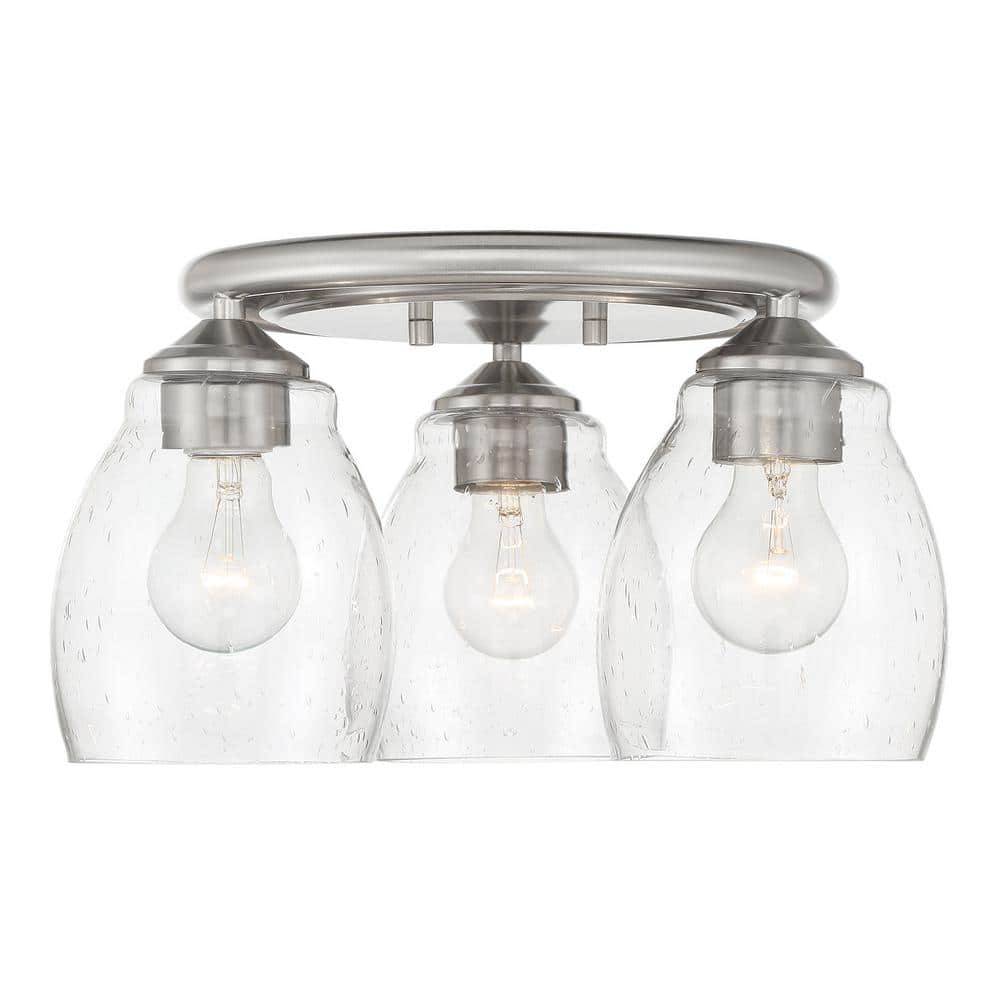 Winsley Brushed Nickel 3-Light Semi-Flush Mount with Clear Seeded Glass