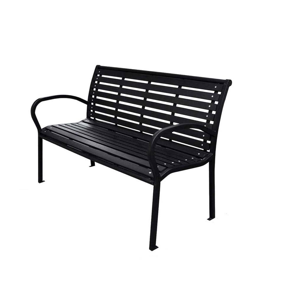 2-Person 45.7 in. Metal Black Outdoor Bench price history on PriceWatchPro