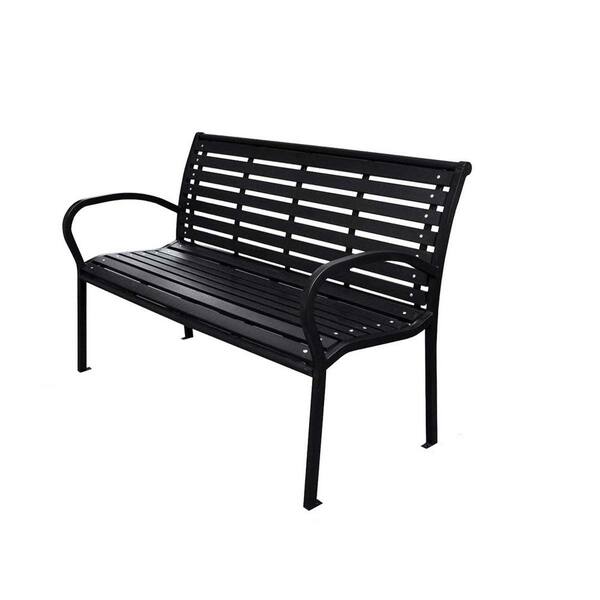 Tenleaf 2-Person 45.7 in. Metal Black Outdoor Bench
