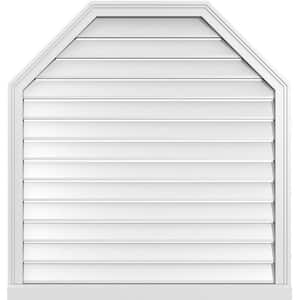 38 in. x 40 in. Octagonal Top Surface Mount PVC Gable Vent: Functional with Brickmould Sill Frame