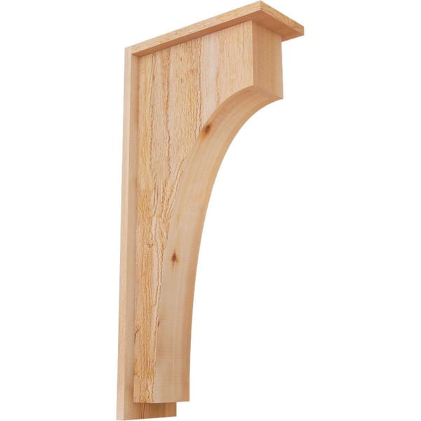 Ekena Millwork 6 in. x 14 in. x 26 in. Western Red Cedar Huntington Rough Sawn Corbel with Backplate