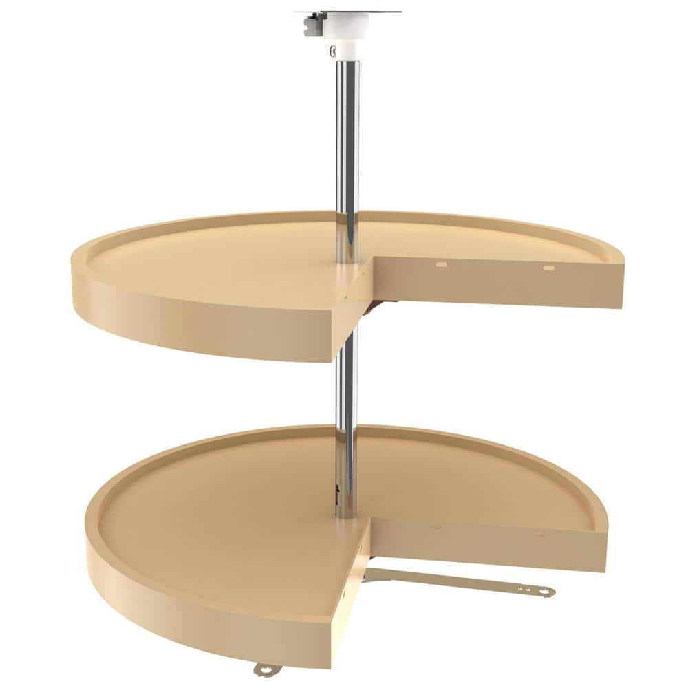 Almond Polymer 24-Inch Two-Tier Revolving Lazy Susan