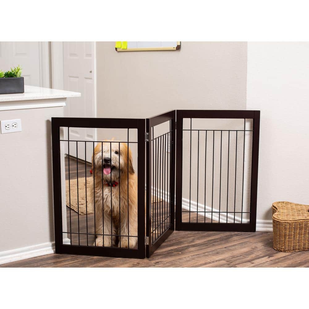 Espresso Freestanding Expandable Metal and Wood Pet Gate