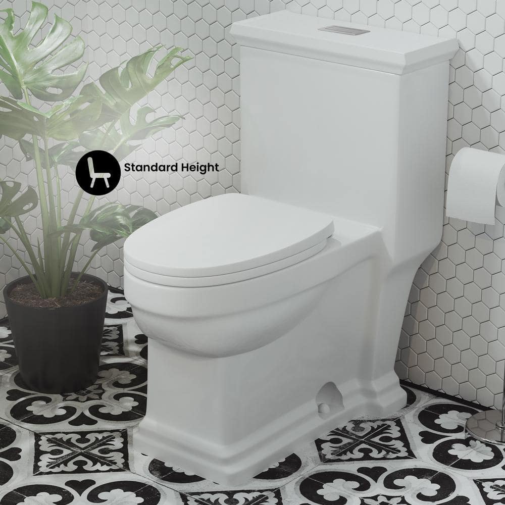 Voltaire White Ceramic One-Piece Elongated Dual Flush Toilet