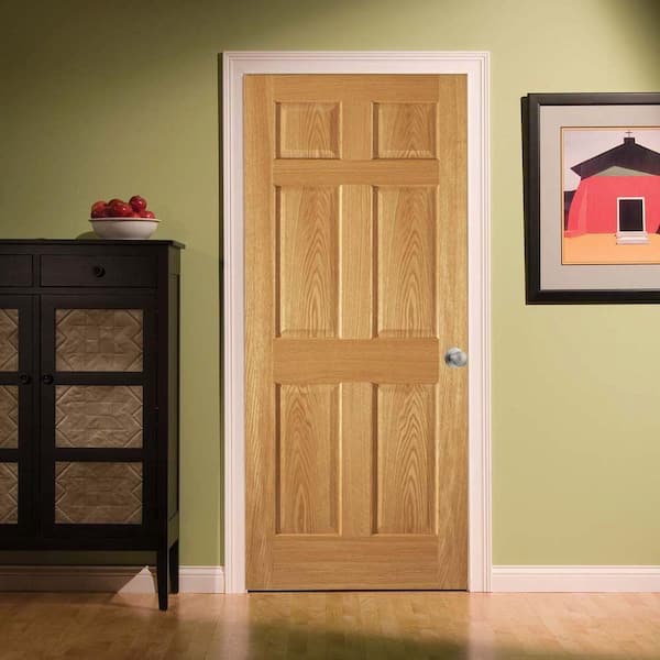 6-Panel Unfinished Red Oak Interior Door Slab
