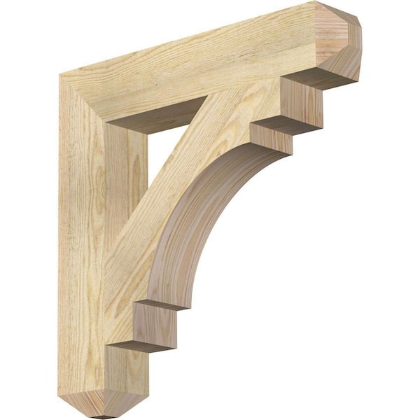 Ekena Millwork 4 in. x 22 in. x 22 in. Douglas Fir Merced Craftsman Rough Sawn Bracket