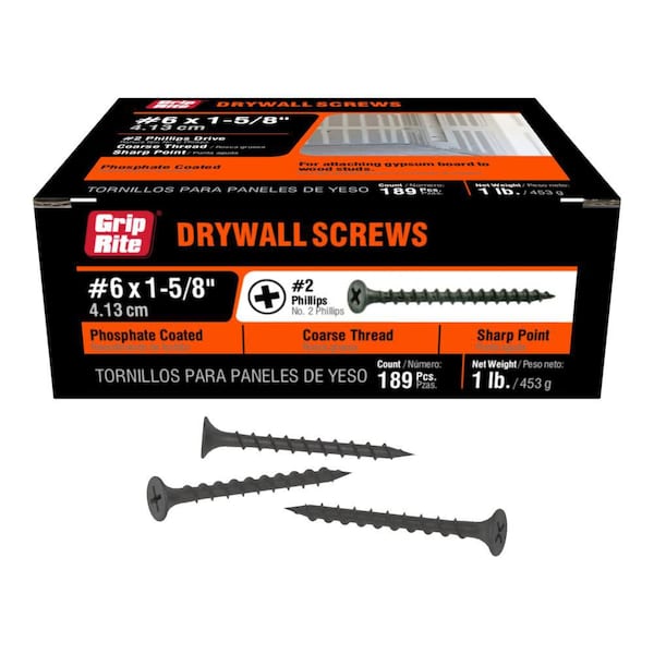 #6 x 1-5/8 in. #2 Phillips Bugle Head Coarse Thread Drywall Screw 1 lb. Box
