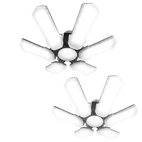 1.1 ft. 180-Watt White LED Shop Light Motion Sensor Deformable Ceiling Fixture 18000-Lumen Adjustable Panels (2-Pack)