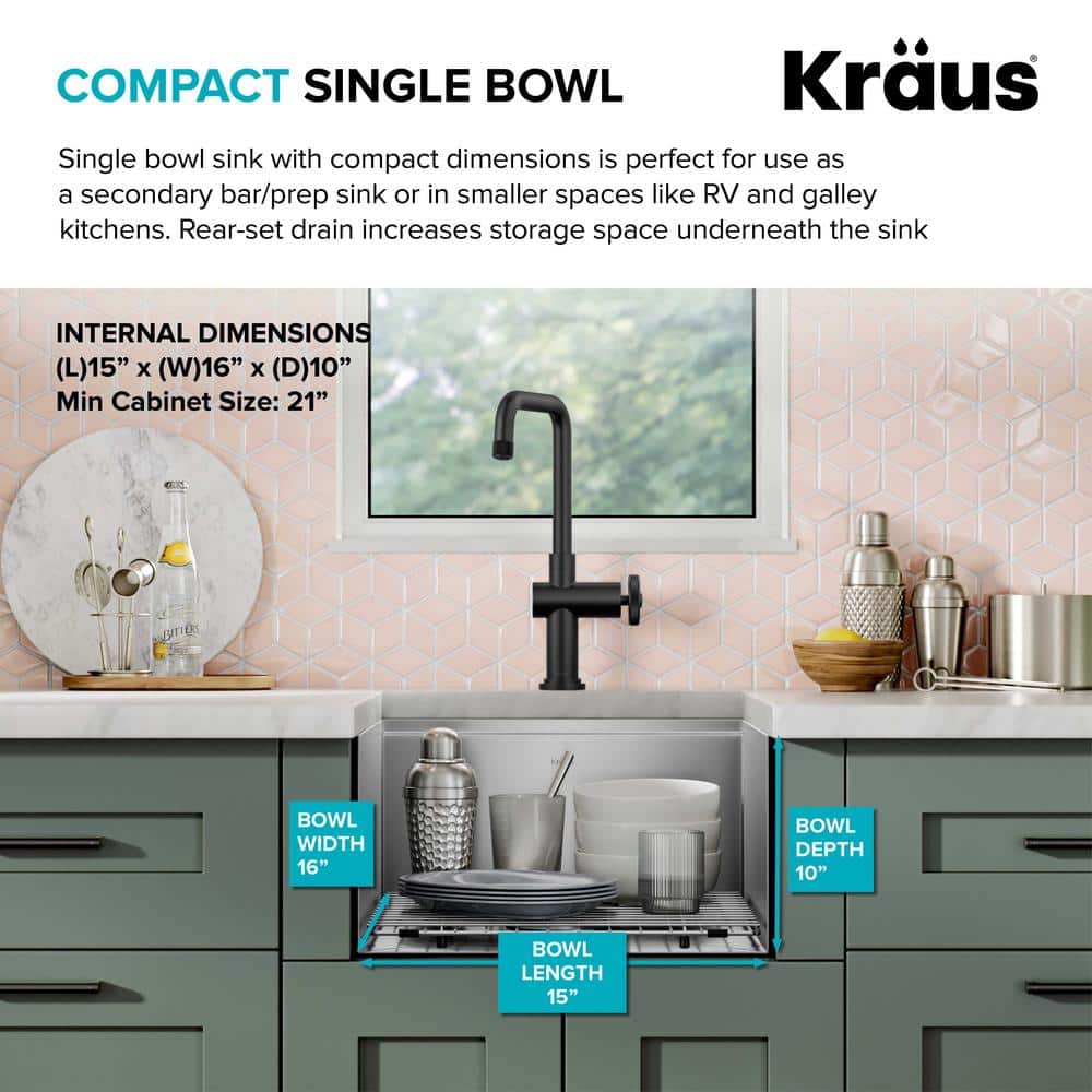 Kore 19-Inch Stainless Steel Drop-In Farmhouse Kitchen Sink