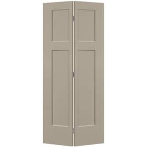 36 in. x 80 in. 3-Panel Winslow Hollow Core Smoked Tan Molded Composite Bi-Fold Door